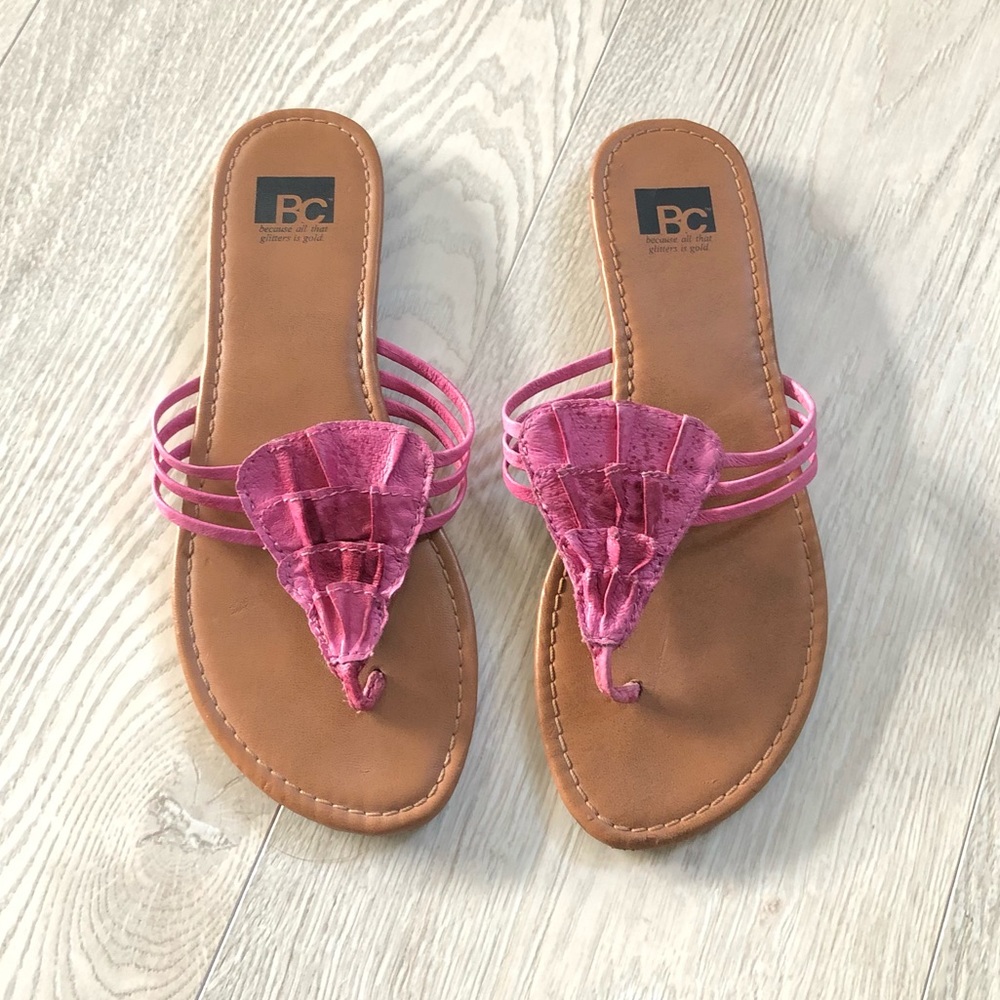 Nordstrom Bc Pink Leather Ruffle Strap Sandals